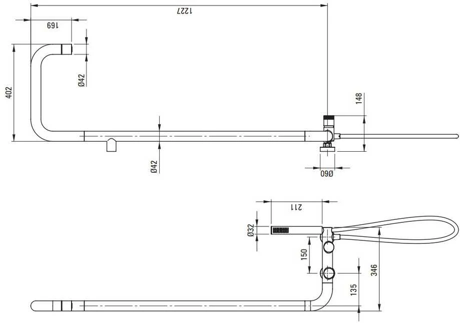 Dušo komplektas su maišytuvu Deante Silia Hexa NHS_F4XM, Brushed steel