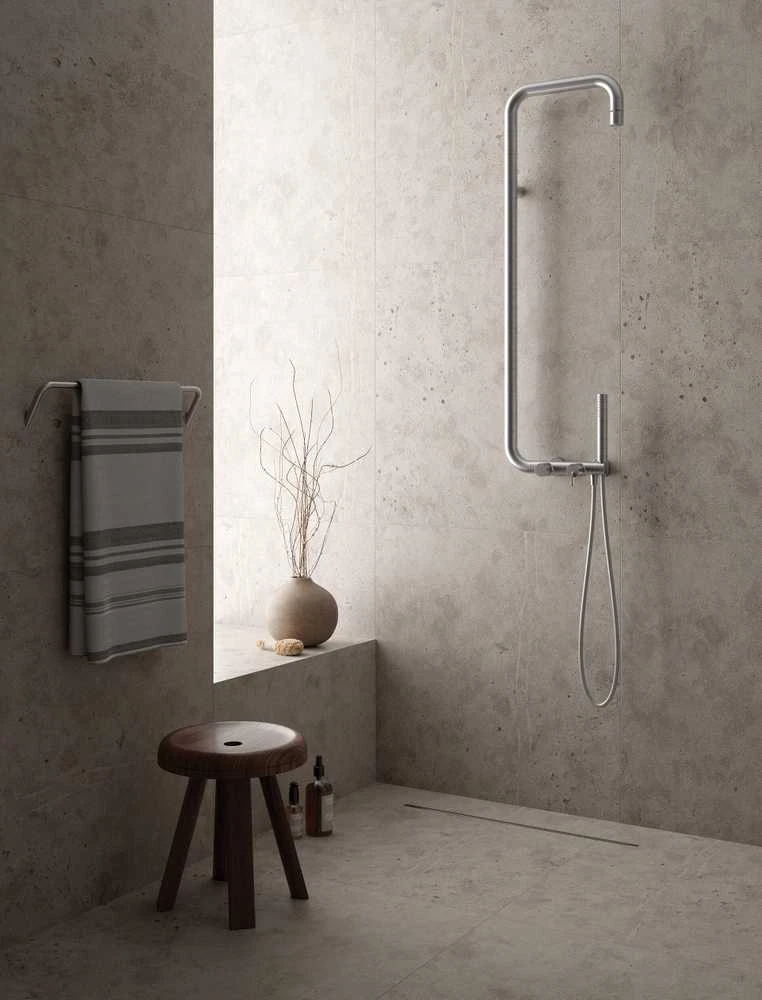 Dušo komplektas su maišytuvu Deante Silia NQS_F4XM, Brushed steel