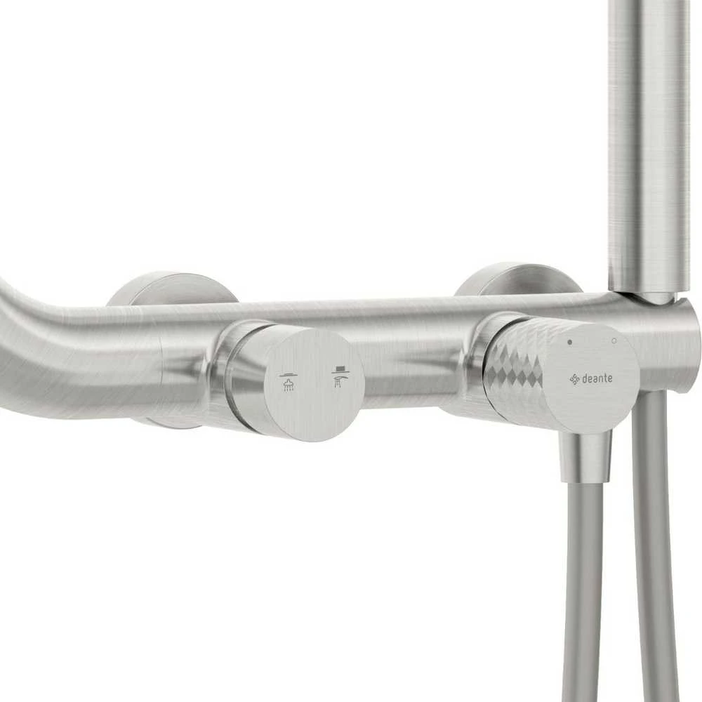 Dušo komplektas su maišytuvu Deante Silia Hexa NHS_F4XM, Brushed steel
