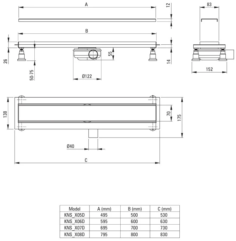 Deante Linear Floor Drain 80 cm – apverčiamas