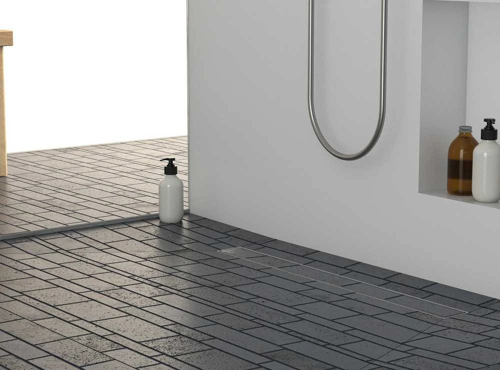 Dušo latakas įklijuojamai plytelei Laveo Plado, 60 cm, Steel