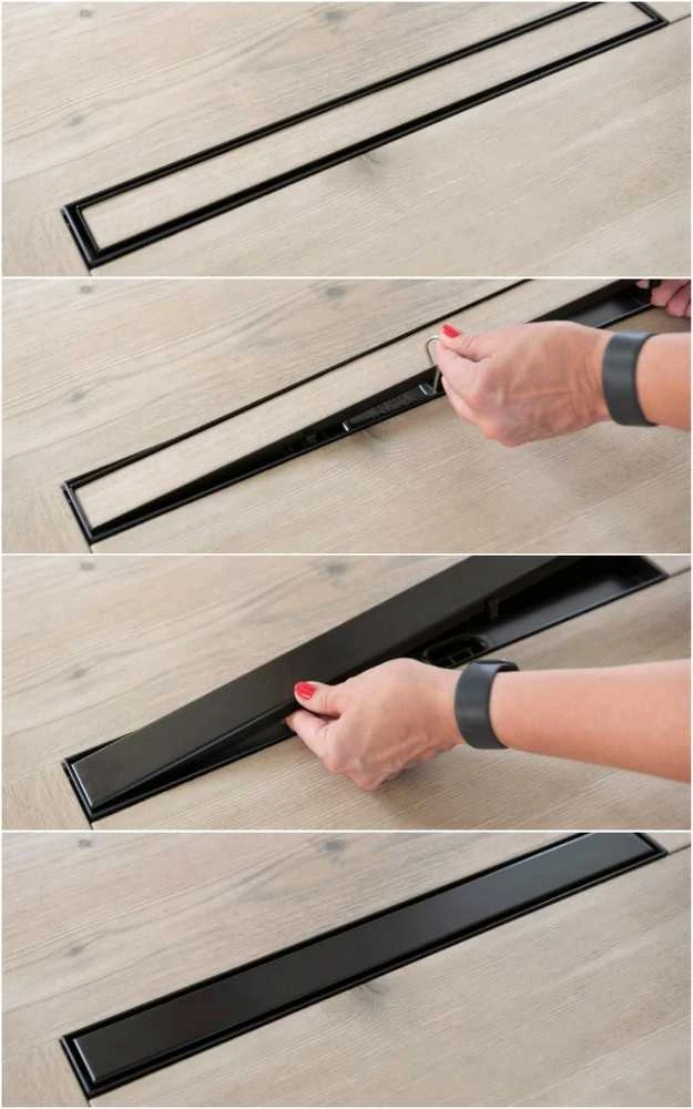 Dušo latakas Laveo Basso 2in1, 50 cm, Juodas