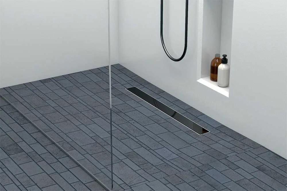 Dušo latakas Laveo Basso 2in1, 70 cm, Juodas Glass