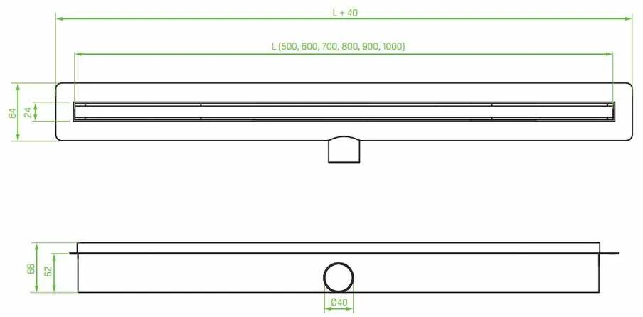 Dušo latakas Laveo Slim, 100 cm, Juodas