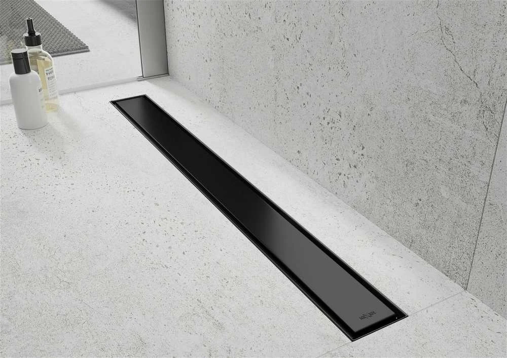 Dušo latakas Mexen Flat 2 in 1, Juodas, 100 cm