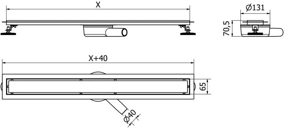 Dušo latakas Mexen Flat 360 Classic, Juodas, 80 cm