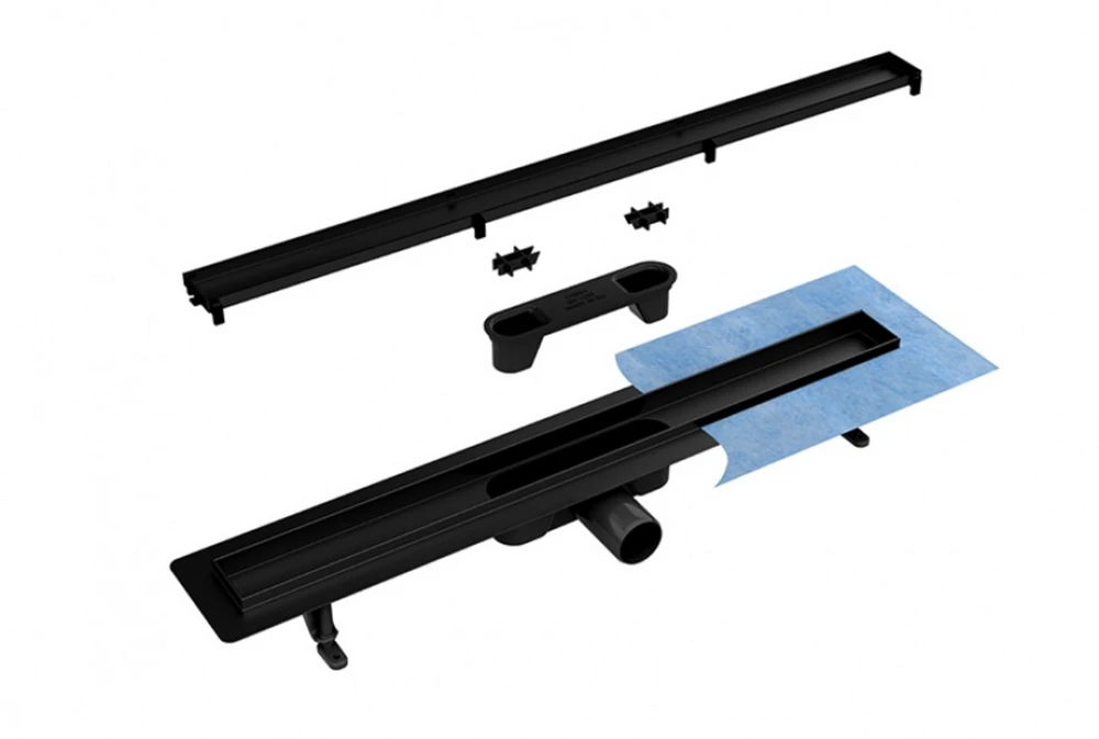 Dušo latakas Virgo Nero Duo, Juodas matt, 80 cm