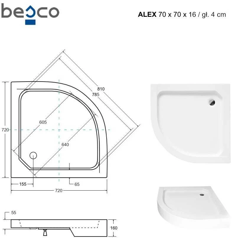 Dušo padėklas Besco Alex, 70 x 70 cm