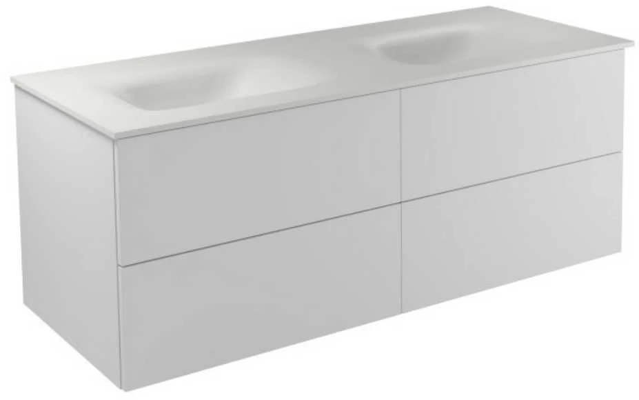 Dviguba spintelė Besco Akya Classic 131 cm su praustuvu ir klik-klak, Baltas glossy/Baltas matt+Chrome