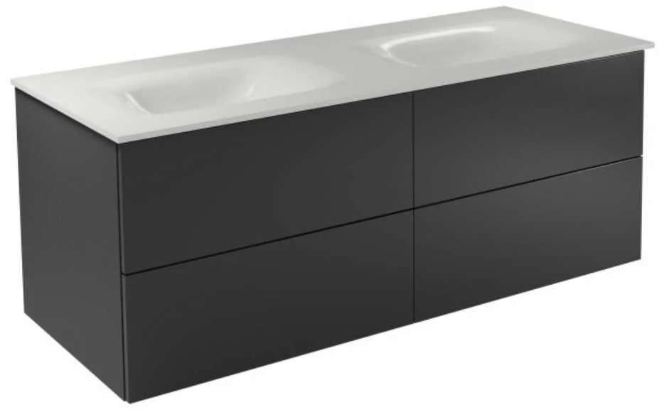 Dviguba spintelė Besco Akya Classic 131 cm su praustuvu ir klik-klak, Gun Metal glossy/Baltas glossy+Juodas matt