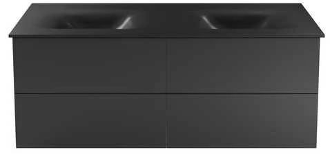 Dviguba spintelė Besco Akya Classic 131 cm su praustuvu ir klik-klak, Gun Metal glossy/Gun metal+Juodas matt