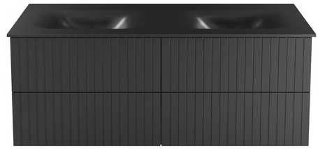 Dviguba spintelė Besco Akya Linea 131 cm su praustuvu ir klik-klak, Gun Metal matt/Gun metal+Juodas matt