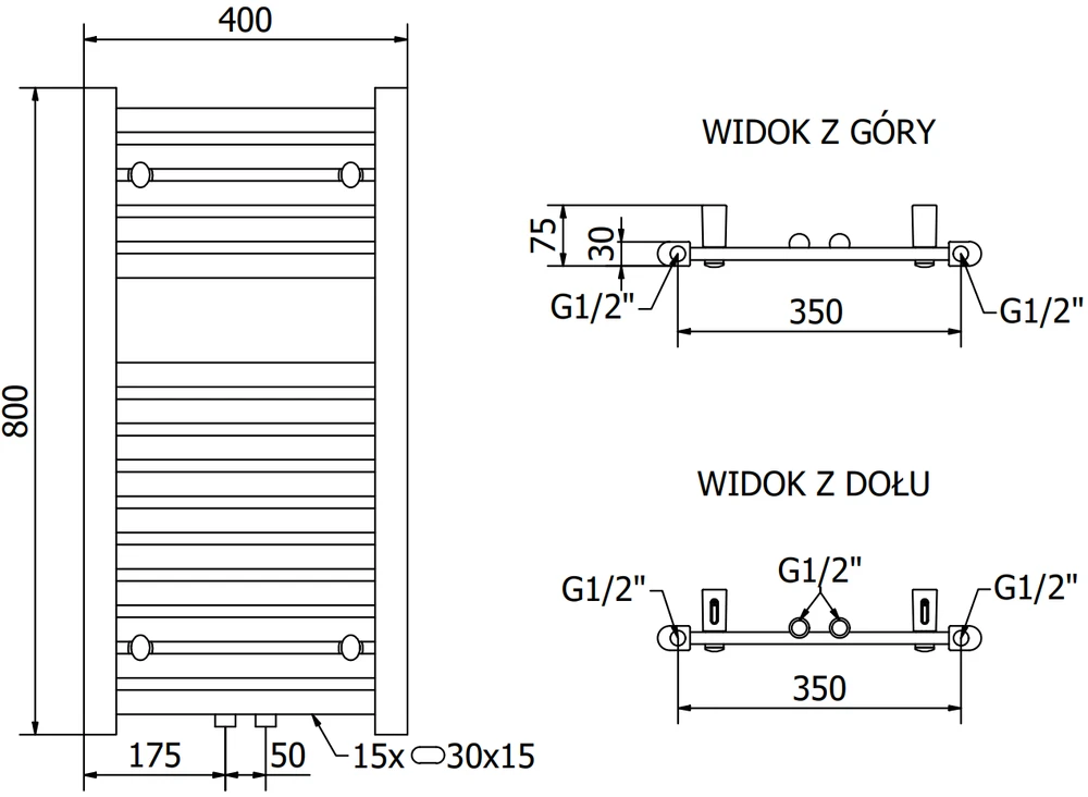 Elektrinis rankšluosčių džiovintuvas Mexen Hades, 800 x 400 mm, 300 W, aukso