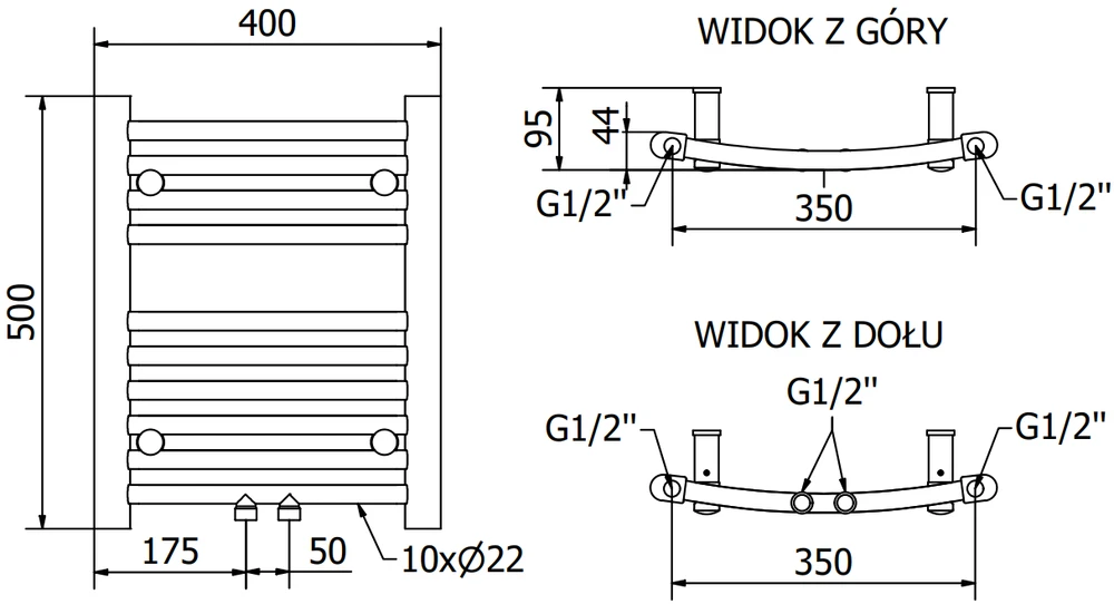 Elektrinis rankšluosčių džiovintuvas Mexen Ares, 500 x 400 mm, 300 W, aukso