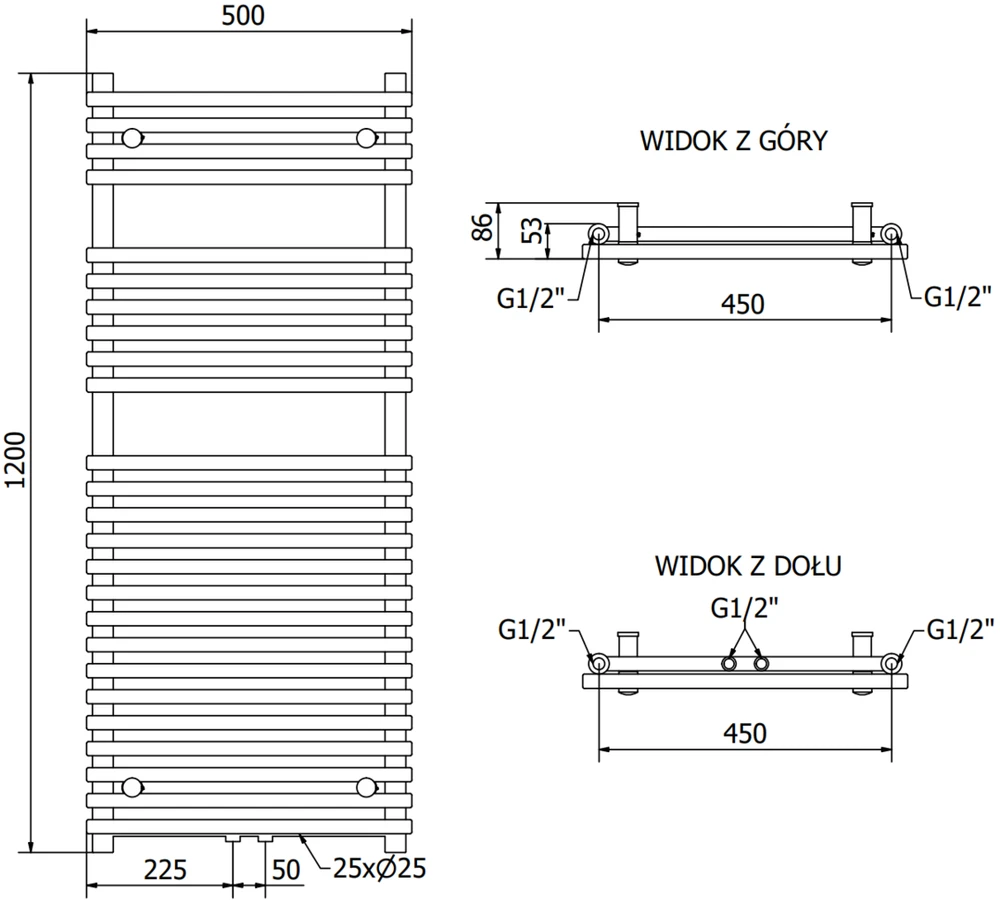Elektrinis rankšluosčių džiovintuvas Mexen Sol, 1200 x 500 mm, 600 W, balta