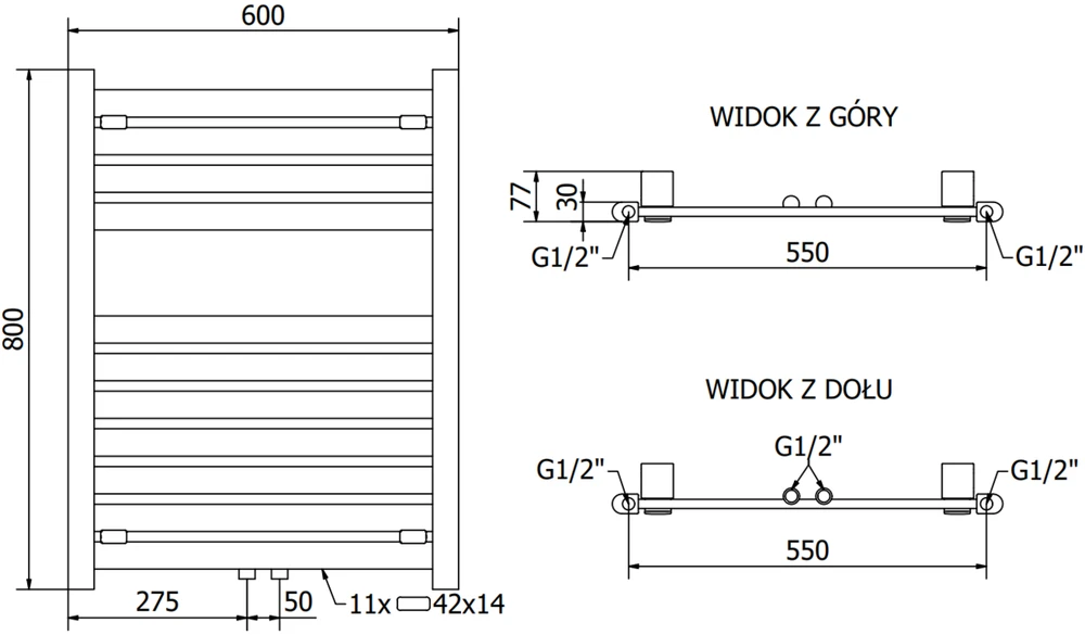 Elektrinis rankšluosčių džiovintuvas Mexen Uran, 800 x 600 mm, 300 W, aukso