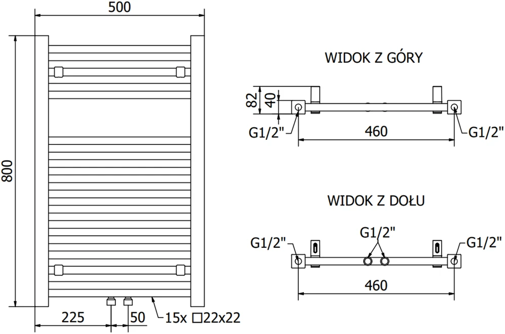 Elektrinis rankšluosčių džiovintuvas Mexen Pluton, 800 x 500 mm, 600 W, baltas