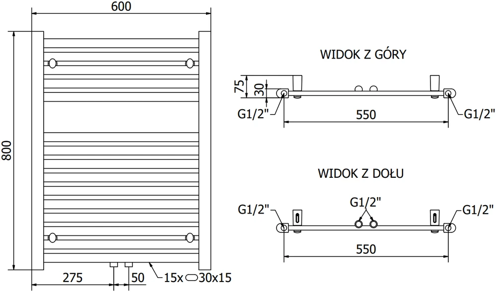 Elektrinis rankšluosčių džiovintuvas Mexen Hades, 800 x 600 mm, 600 W, antracitas