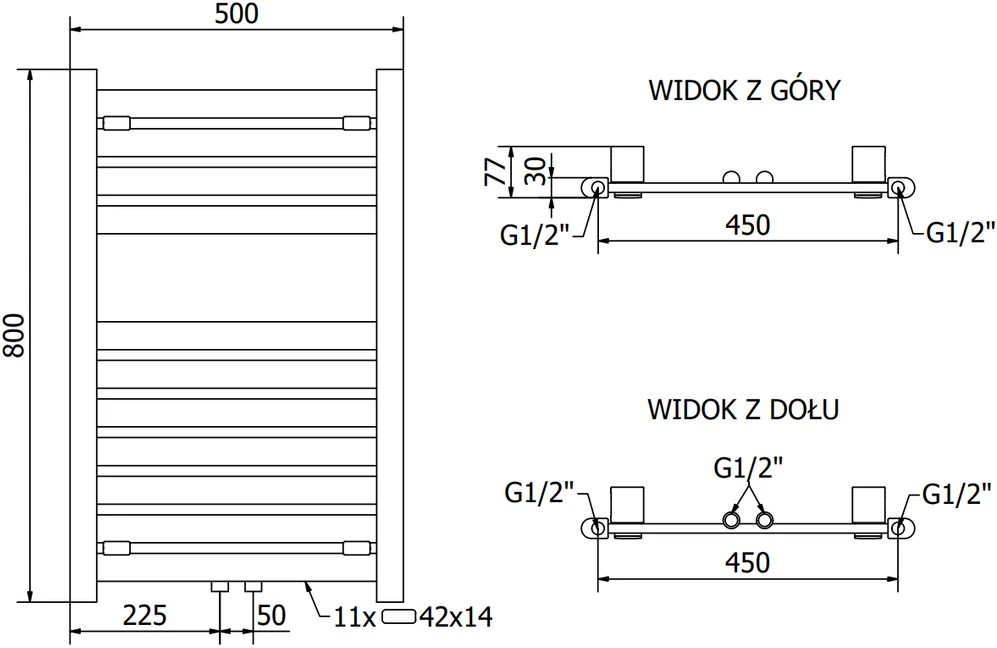 Elektrinis rankšluosčių džiovintuvas Mexen Uran, 800 x 500 mm, 300 W, aukso