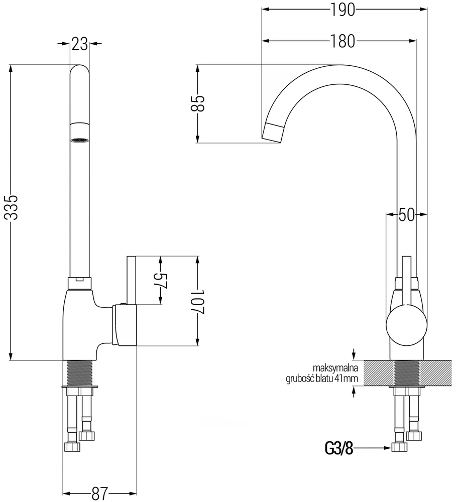 Granitinė virtuvinė plautuvė Mexen Gaspar su maišytuvu ir sifonu, Metallic juodas/auksinis+Chrome