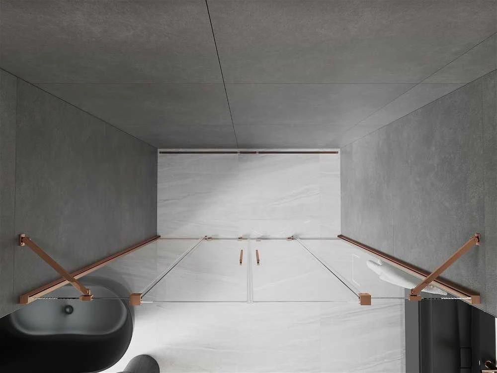 Stumdomos dušo durys Mexen Velar DUO, Rose auksinis, 200 cm