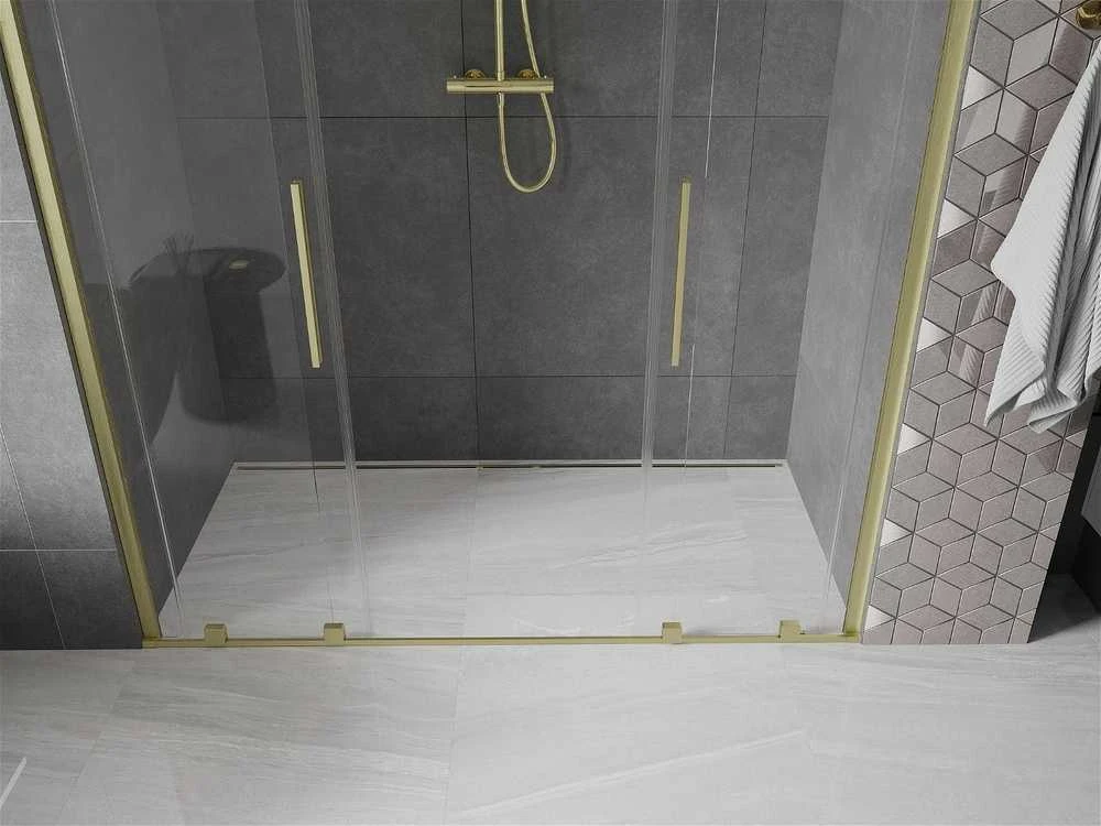 Stumdomos dušo durys Mexen Velar DUO, Brushed auksinis, 150 cm
