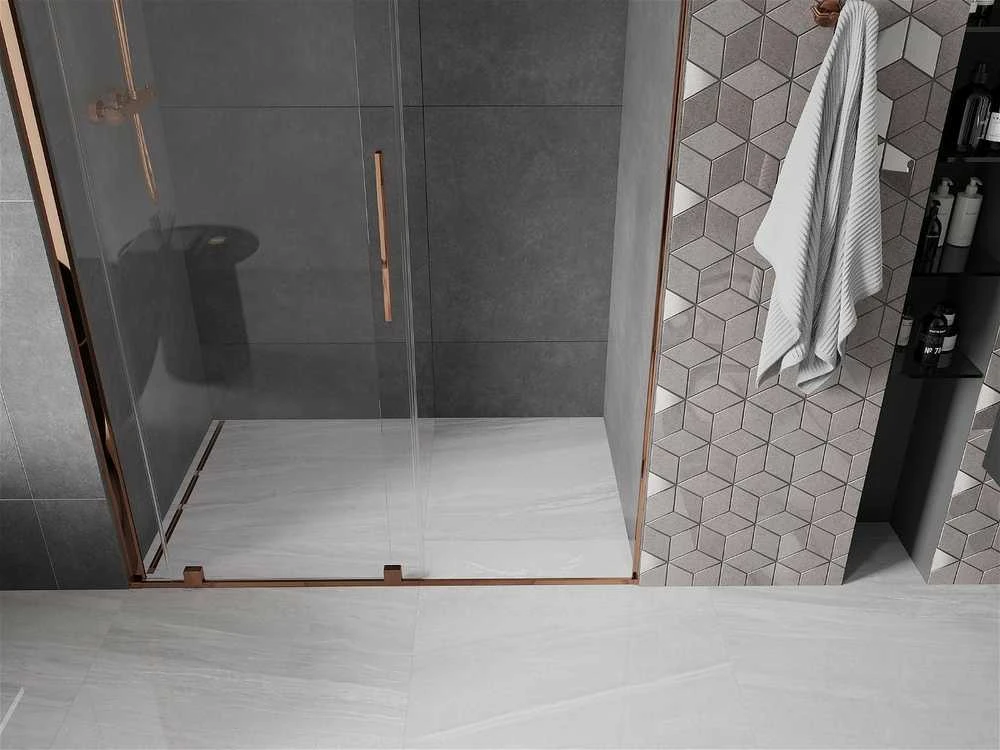 Stumdomos dušo durys Mexen Velar, Rose auksinis, 160 cm