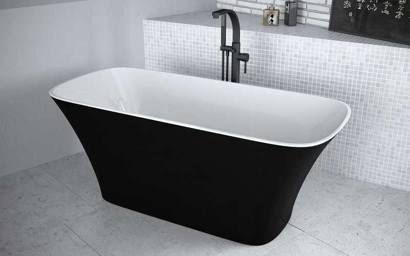 Vonia Besco Assos Juodas&Baltas Matt, 160 x 70 cm, su klik-klak auksinis valomu iš viršaus