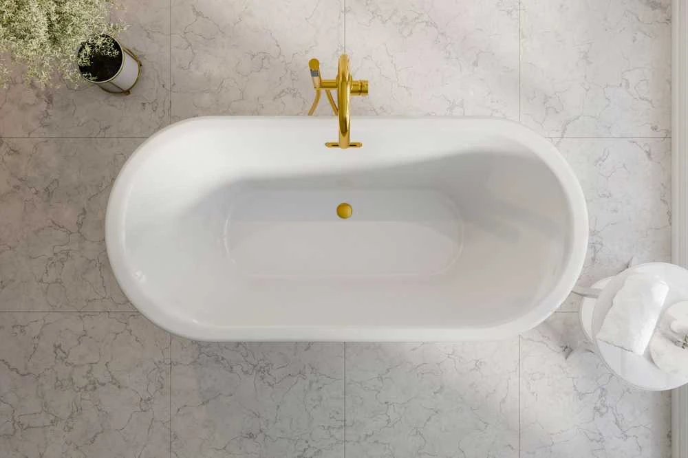 Vonia Besco Ziva Glam Sidabrinis, 160 x 75 cm, su sifonu su persipylimu slim auksinis