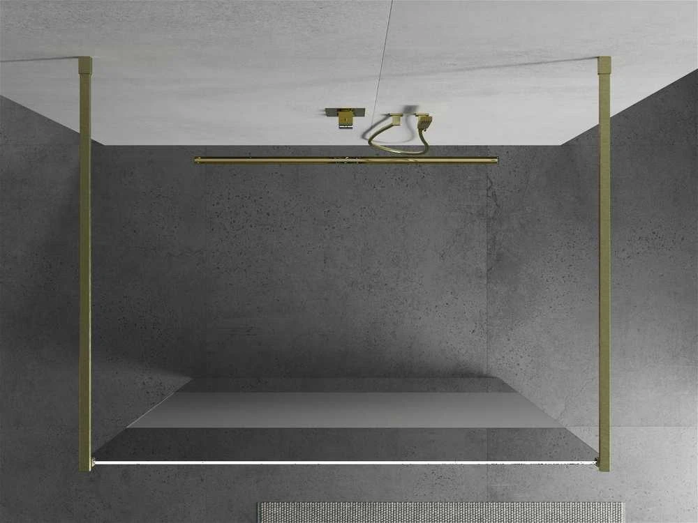 Walk-in dušo sienelė Mexen Kioto, Brushed auksinis, pusiau matinis stiklas, 140 x 200 cm