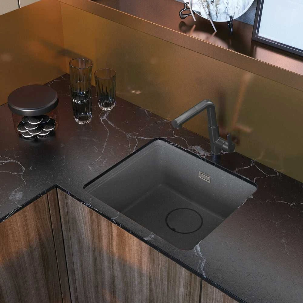 Granitinė virtuvinė plautuvė Deante Momi, ZKM_S10A, Metallic pilkas