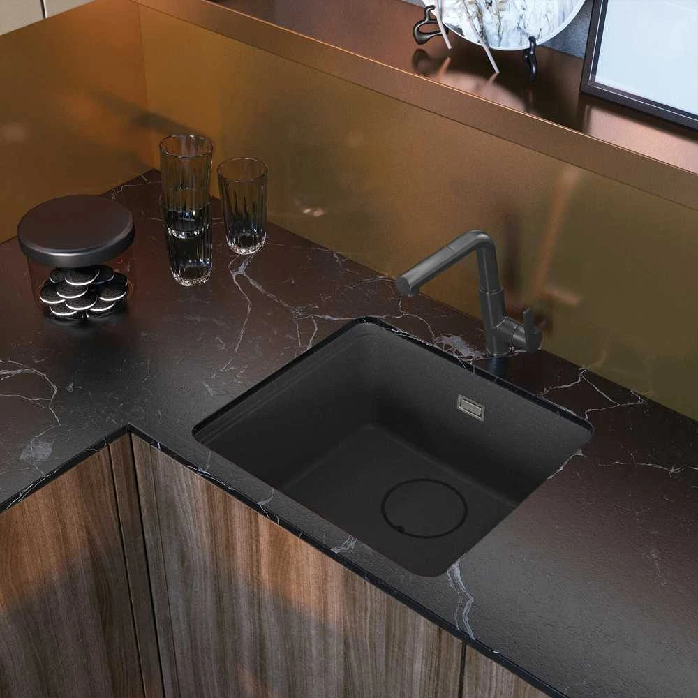 Granitinė virtuvinė plautuvė Deante Momi, ZKM_T10A, Anthracite metallic