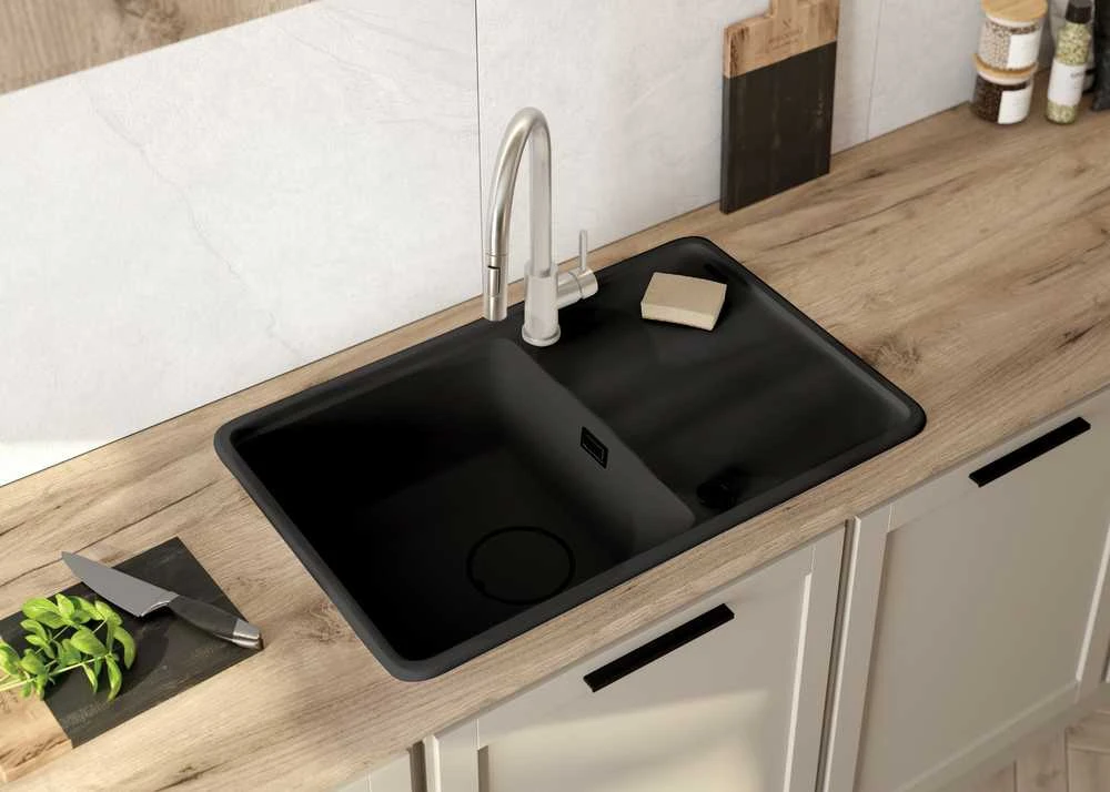 Granitinė virtuvinė plautuvė Deante Momi, ZKM_N113, Nero