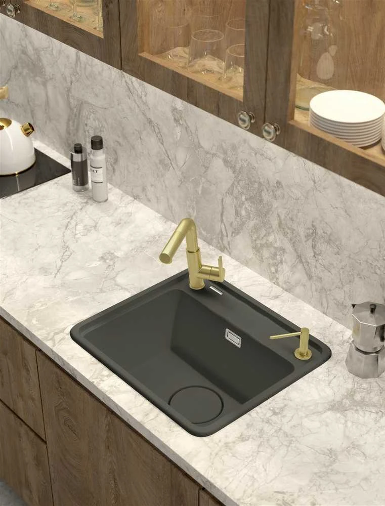 Granitinė virtuvinė plautuvė Deante Momi, ZKM_T103, Anthracite metallic