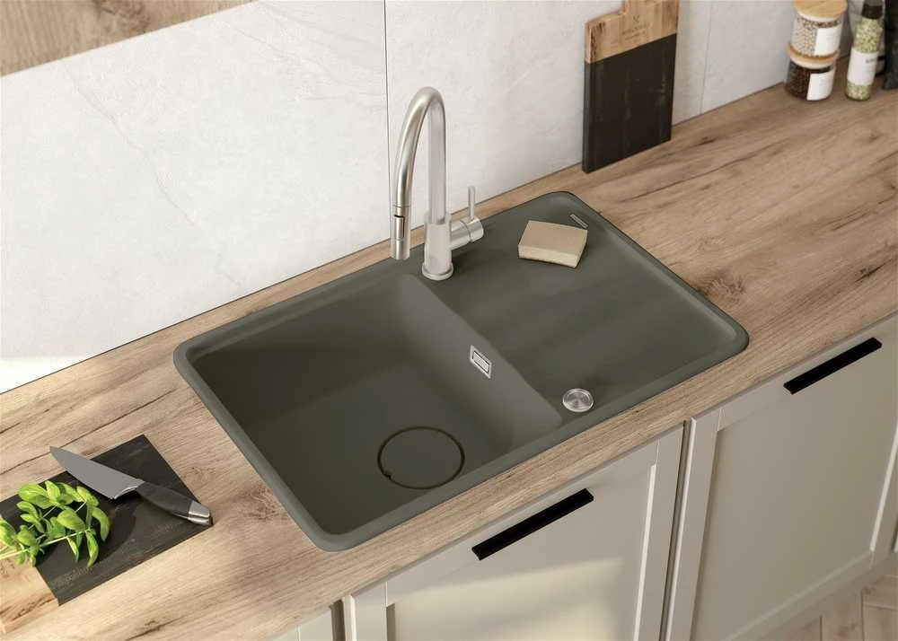 Granitinė virtuvinė plautuvė Deante Momi, ZKM_T113, Anthracite metallic
