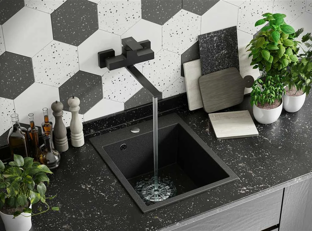 Kuchinox Granitinė virtuvinė plautuvė Laveo Chichi SBH_710T, Juodas