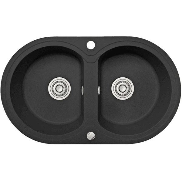 Granitinė virtuvinė plautuvė Laveo Dafne SBD_720T, Juodas