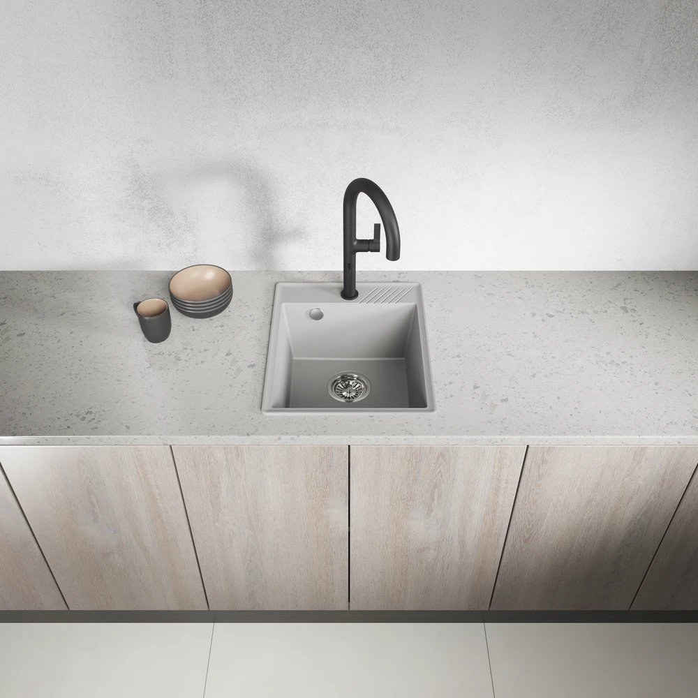 Granitinė virtuvinė plautuvė Laveo Hub SPH_510Y, Pilkas