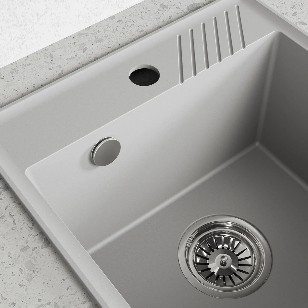 Granitinė virtuvinė plautuvė Laveo Hub SPH_510Y, Pilkas
