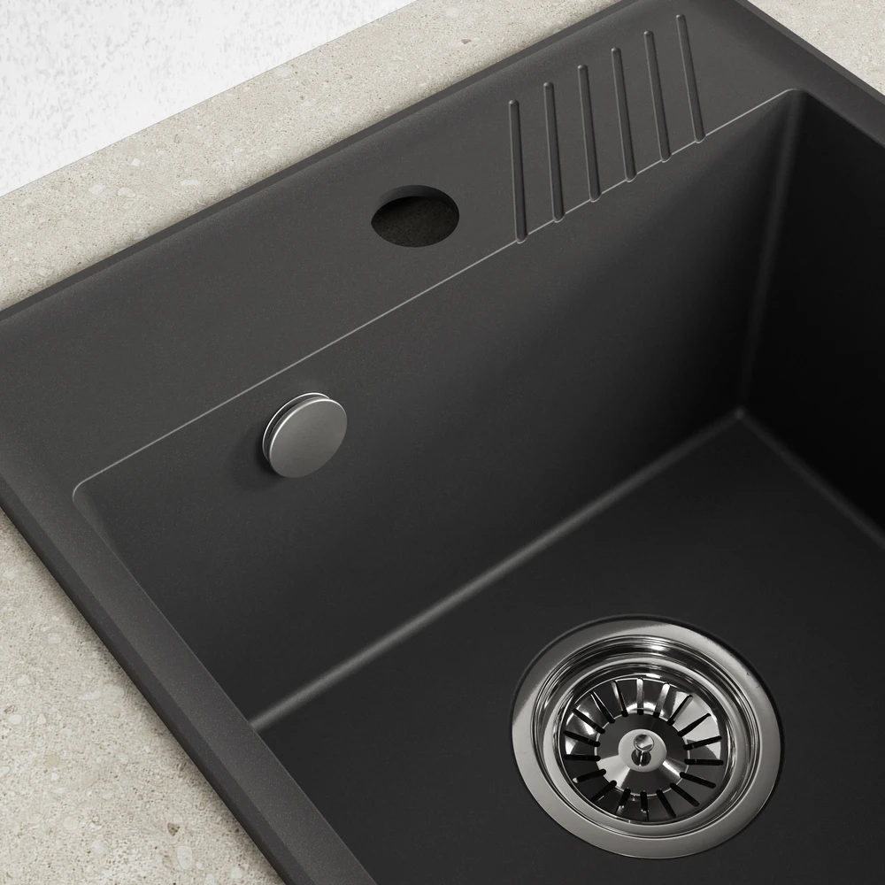 Granitinė virtuvinė plautuvė Laveo Hub SPH_710Y, Juodas