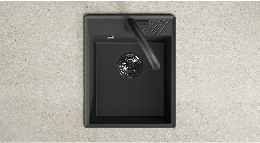 Granitinė virtuvinė plautuvė Laveo Hub SPH_710Y, Juodas