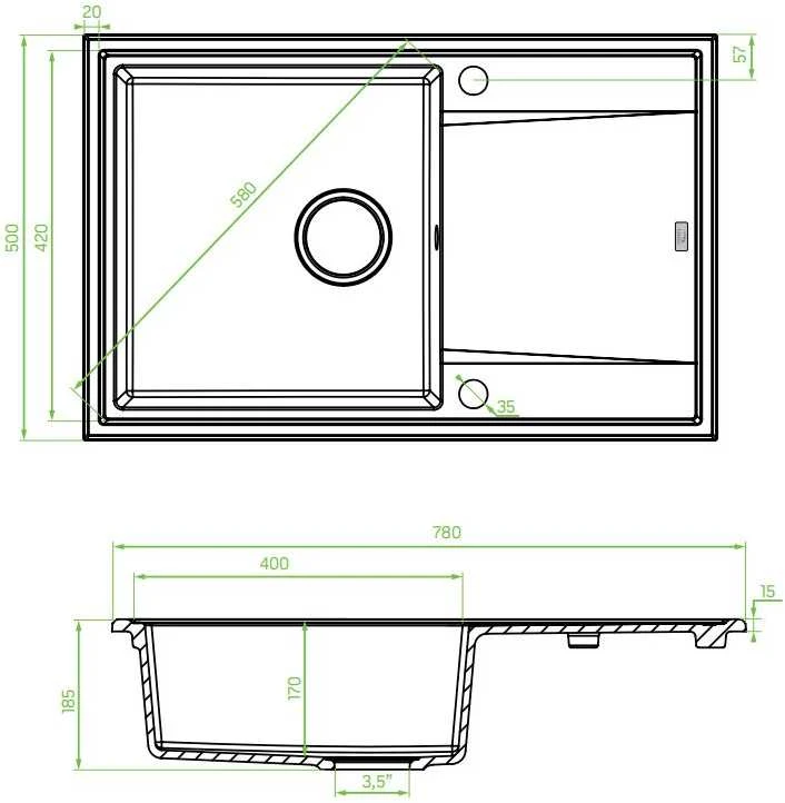Laveo Plautuvė MEGALO 50x78 SBE 711T