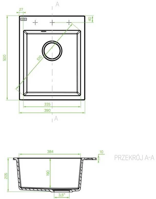 Granitinė virtuvinė plautuvė Laveo Monchichi SBO_510Y, Pilkas