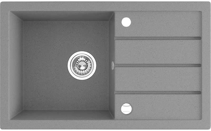 Granitinė virtuvinė plautuvė Laveo Trzynastka SBP_511T, Pilkas