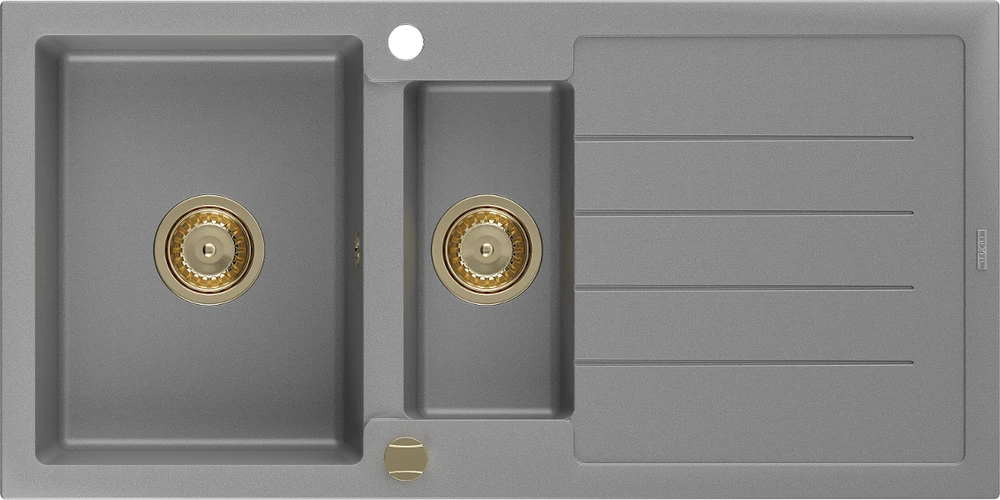 Granitinė virtuvinė plautuvė Mexen Andres su sifonu, Pilkas+Gold, 1000 x 500 mm