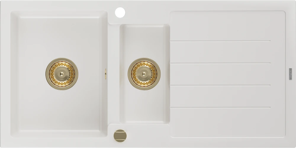 Granitinė virtuvinė plautuvė Mexen Andres su sifonu, Baltas+Gold, 1000 x 500 mm