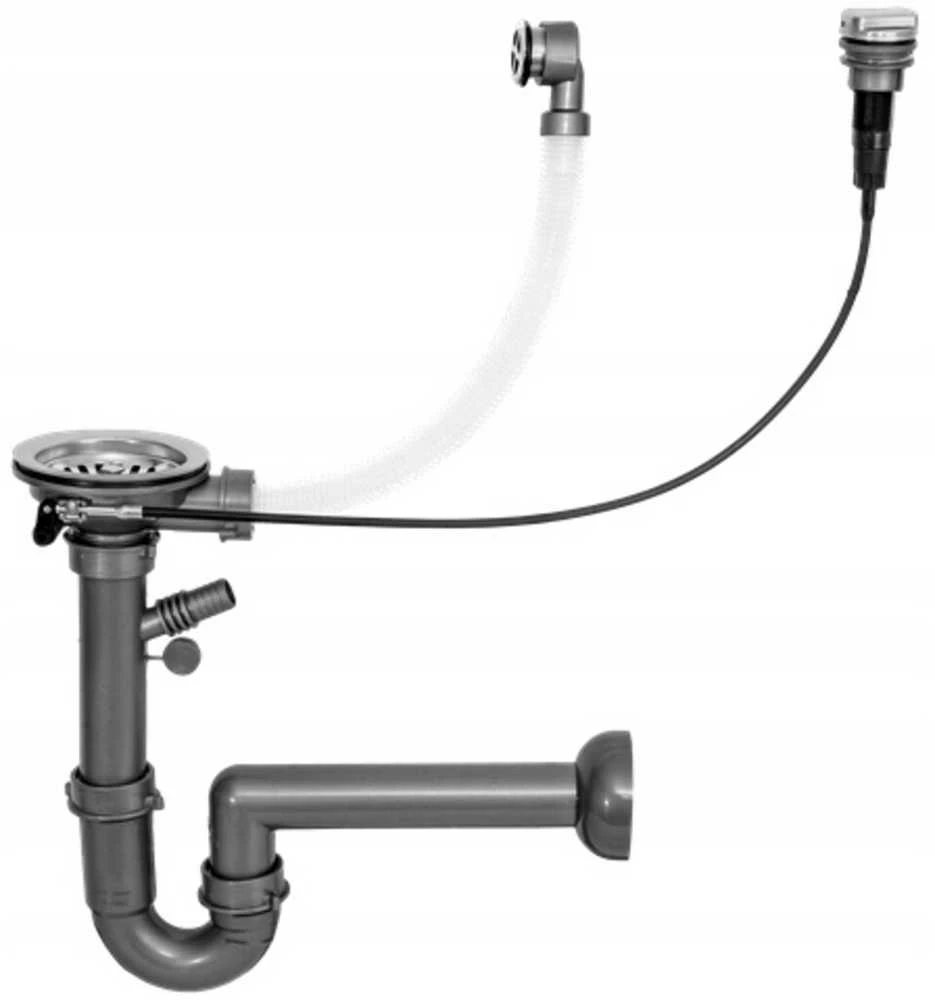 Granitinė virtuvinė plautuvė Mexen Diego su maišytuvu ir sifonu, Juodas granite
