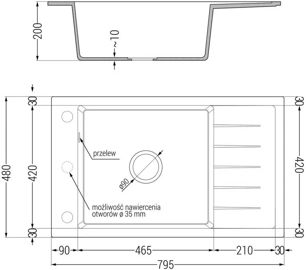 Granitinė virtuvinė plautuvė Mexen Elias su maišytuvu ir sifonu, Metallic juodas/auksinis+Gold