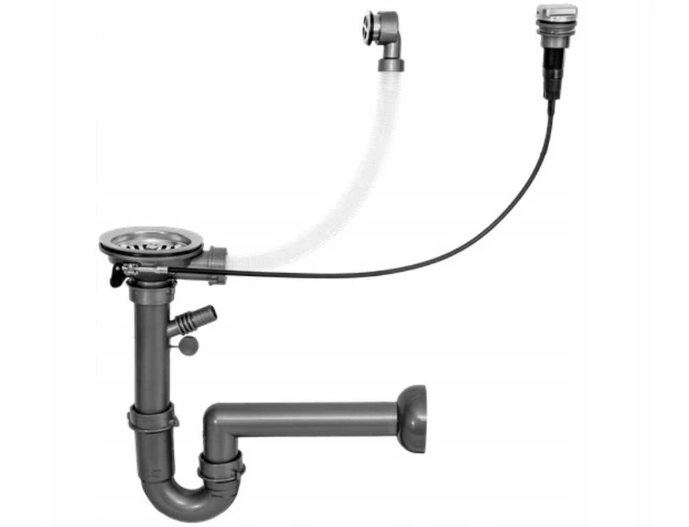 Granitinė virtuvinė plautuvė Mexen Enzo su maišytuvu ir sifonu, Juodas