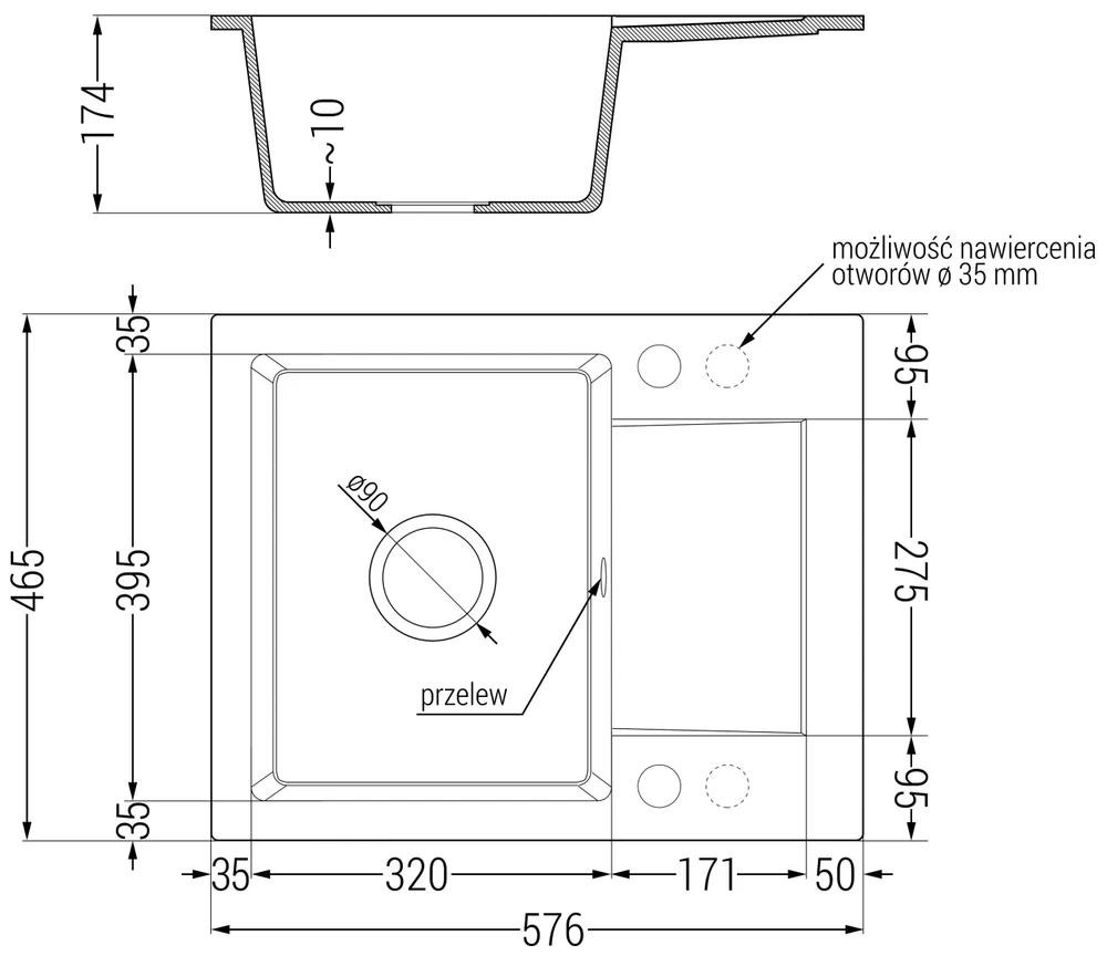 Granitinė virtuvinė plautuvė Mexen Enzo su maišytuvu ir sifonu, Juodas granite+Juodas/Chrome
